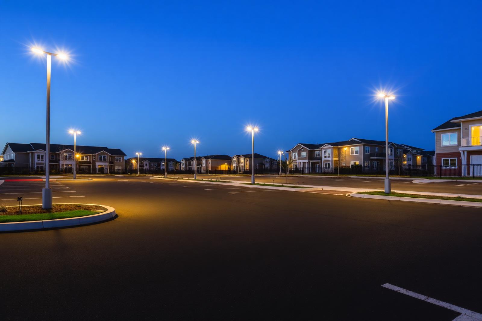 Éclairage LED extérieur sur parking de résidence collective