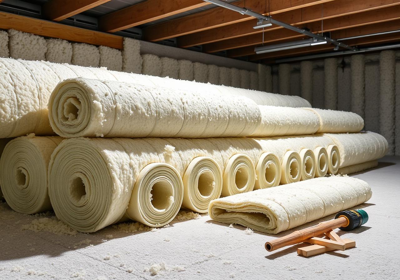 Rouleaux d'isolant thermique sur chantier MT-ISO